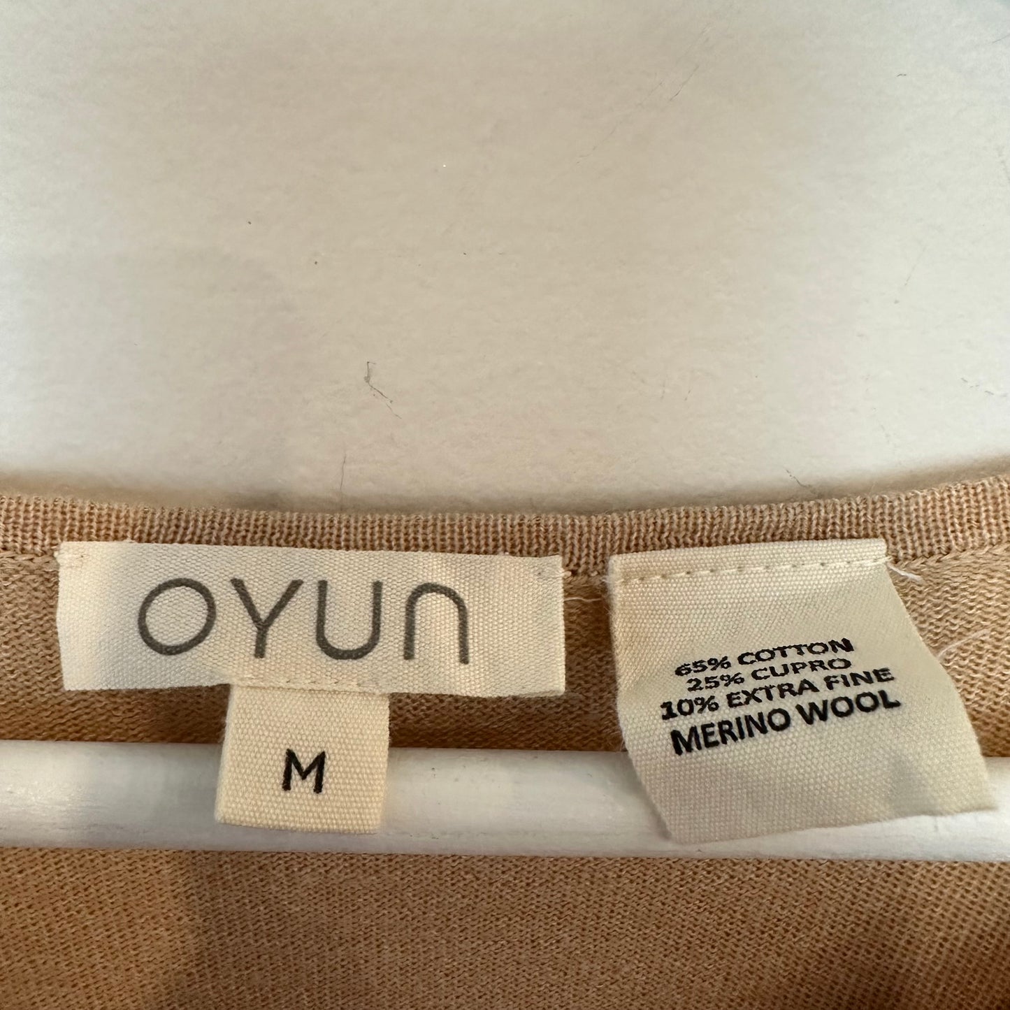 Oyun Split Neck Tee Knit Loungewear Sleep Camel Short Sleeve Organic Cotton Medium
