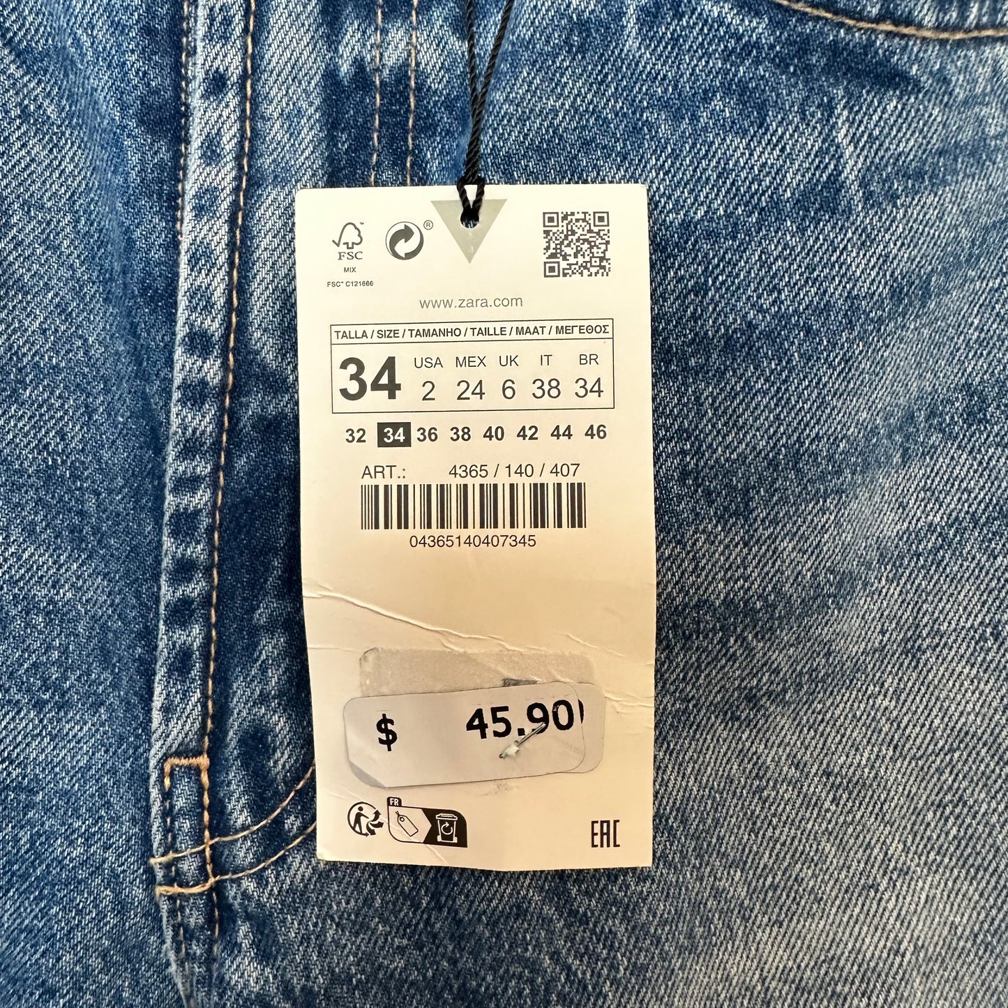 New with Tags Zara High Rise Straight Jeans Denim Cotton 2