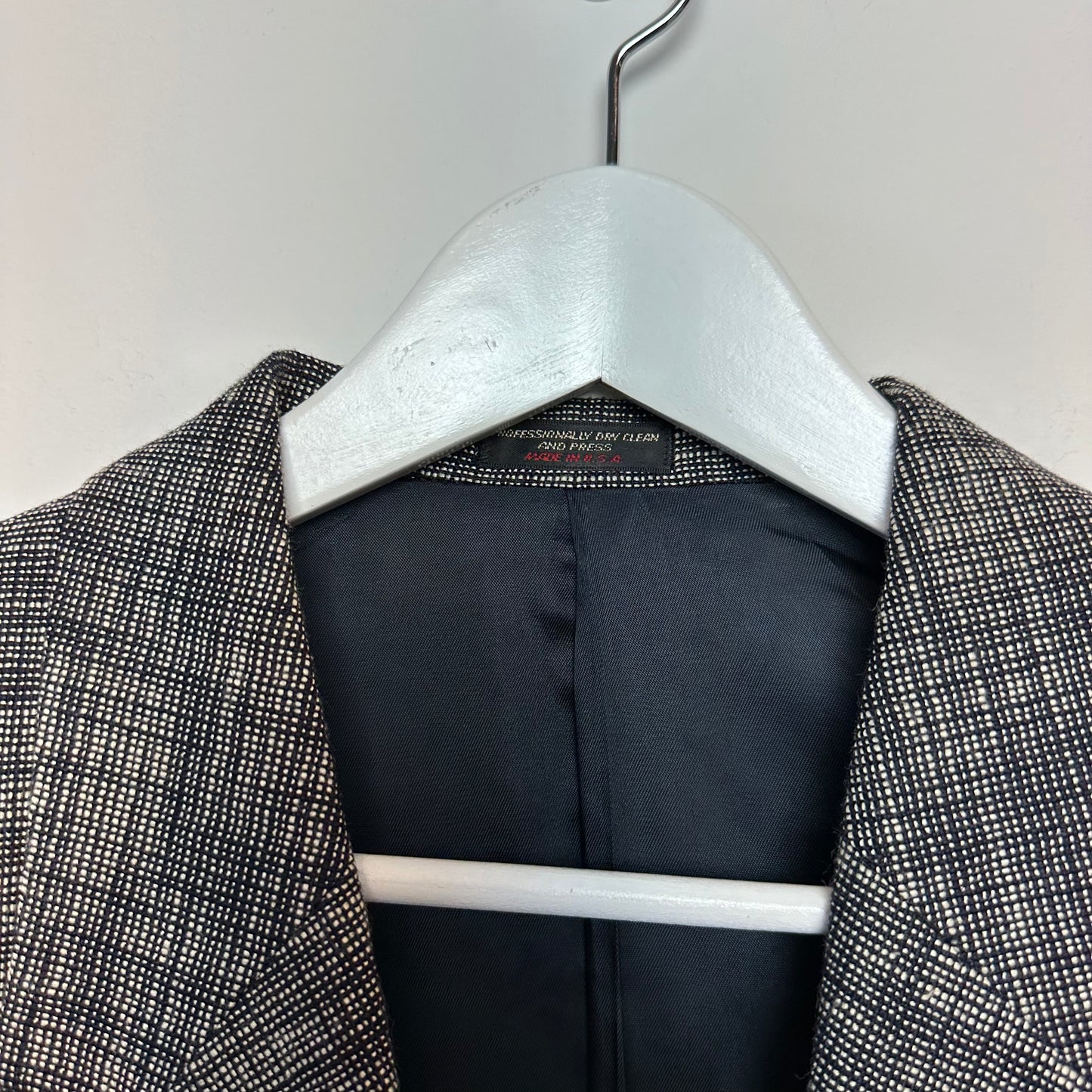 Vintage Elizabeth Wesley Blazer Boyfriend Black Patterned Single Button 8