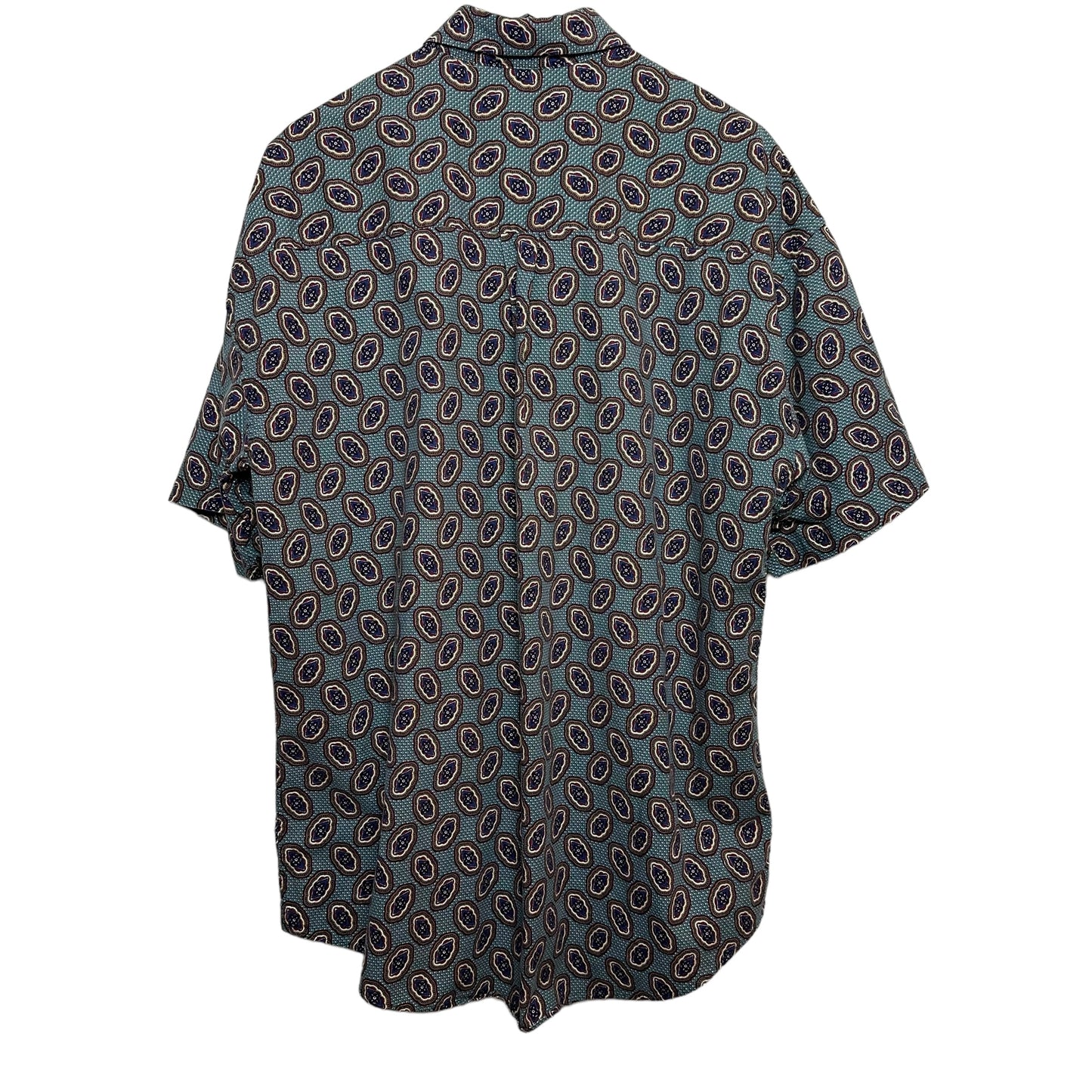 Vintage 90s Natural Issue Geometric Short Sleeve Button Down Collared Shirt Cotton XL