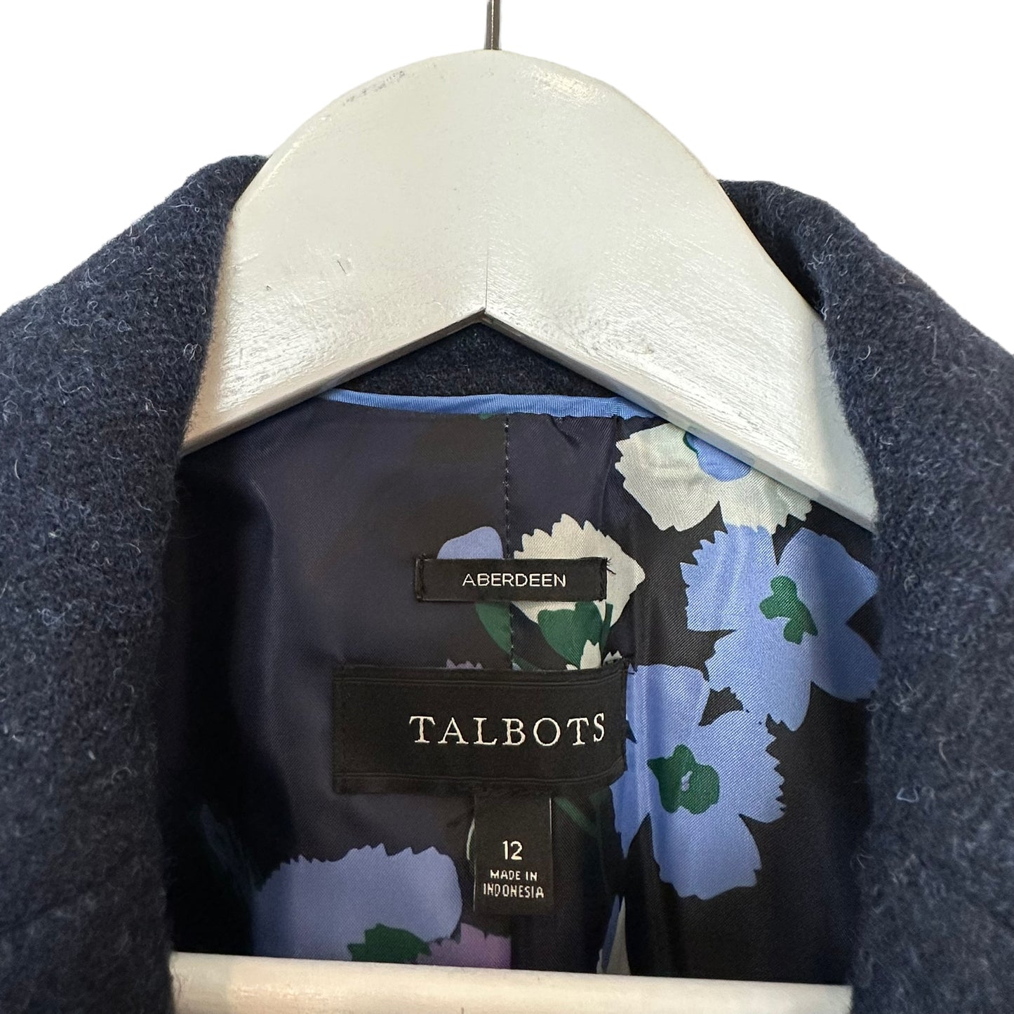 Talbots Aberdeen Blazer Jacket Navy Blue Wool Blend Gold Buttons 12