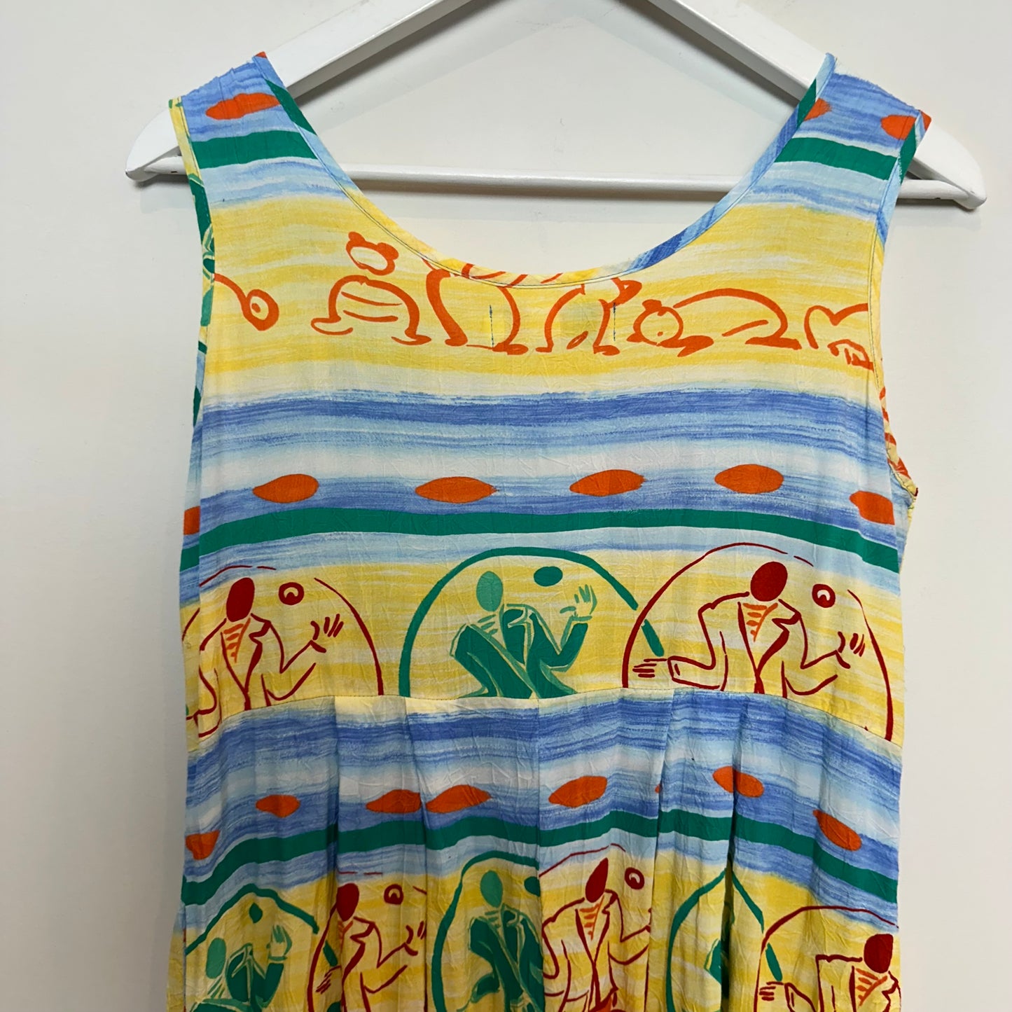 Vintage Jams World Janice Dress Dance Man Sleeveless Midi Tropical Small