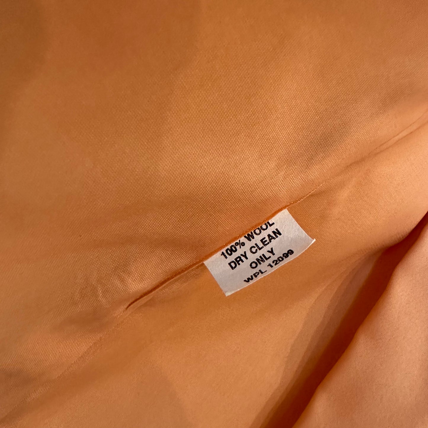 Vintage 80s Bicci Collarless Open Front Blazer Jacket Wool Single Button Peach