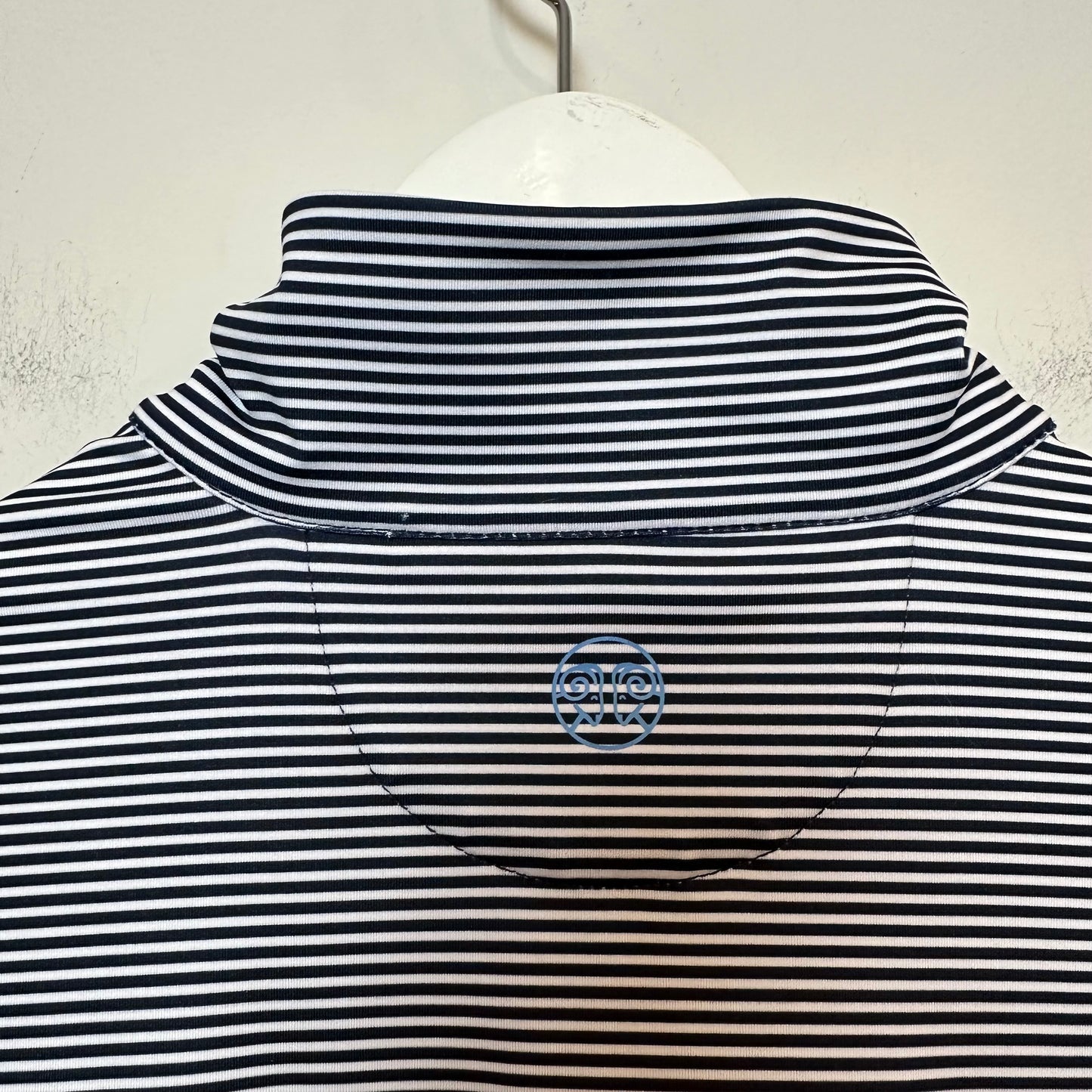 Renwick Striped 1/4 Zip Pullover Mock Neck Golf Navy Blue White Small