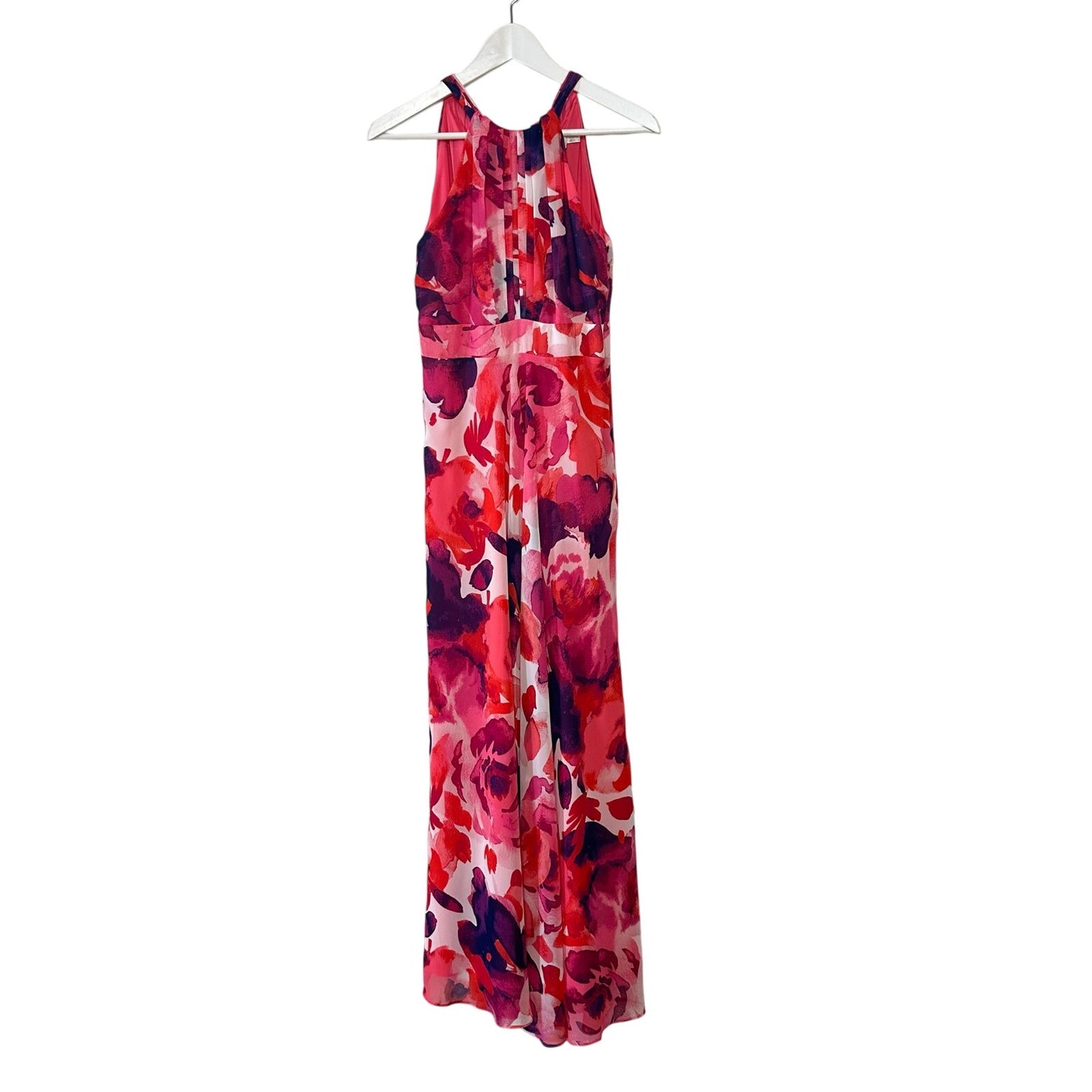 Eliza J Floral Halter Neck Maxi Dress Gown Pink Purple Chiffon Formal 2P