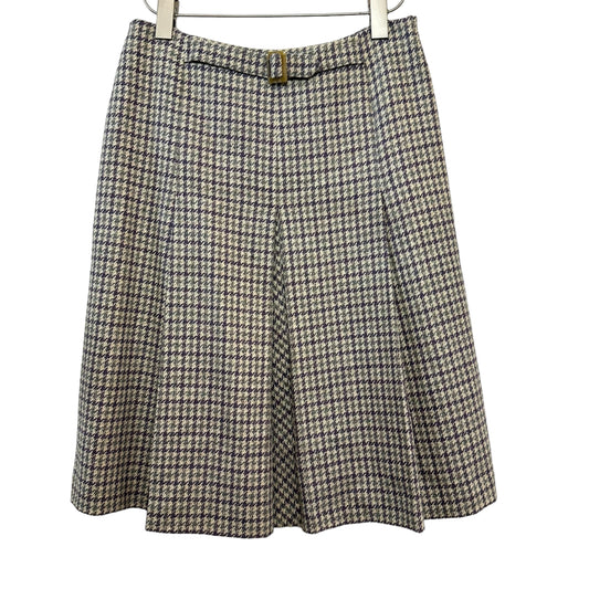 Brooks Brothers Wool Box Pleated Skirt Houndstooth Buckle Purple Preppy Tweed 6