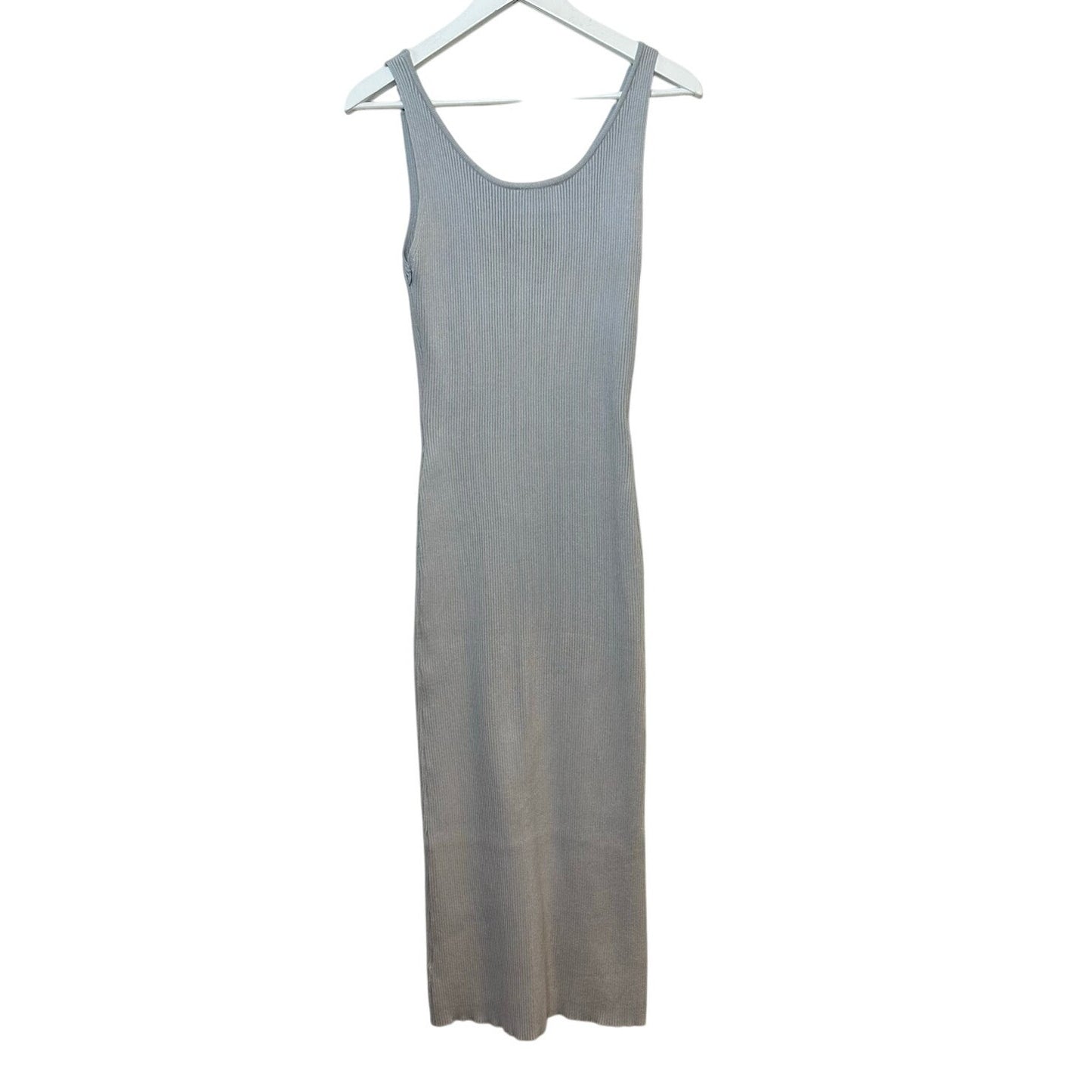 Legoe Coastline Knit Maternity Dress Grey Ribbed Sweater Bodycon Midi Sleeveless