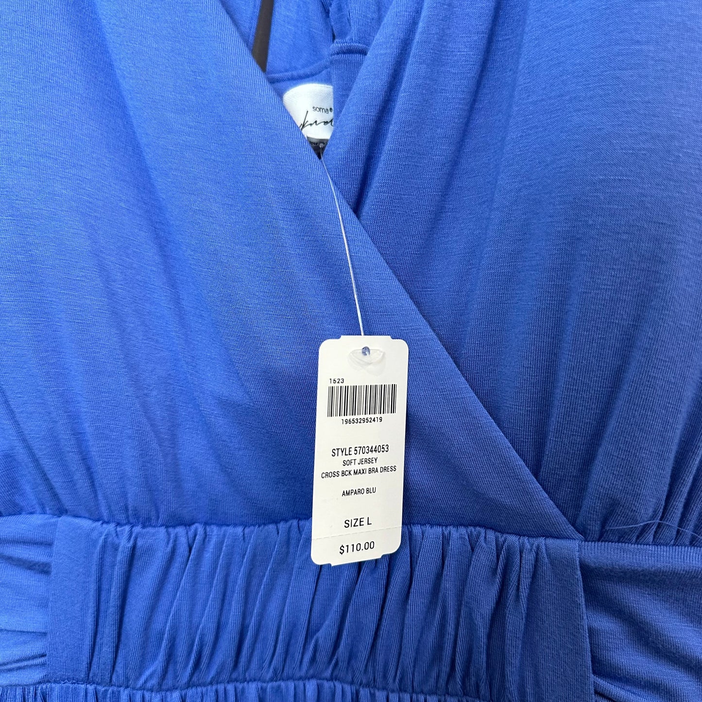 NWT Soma Soft Jersey Cross Back Maxi Bra Dress Blue Sleeveless Lounge Large