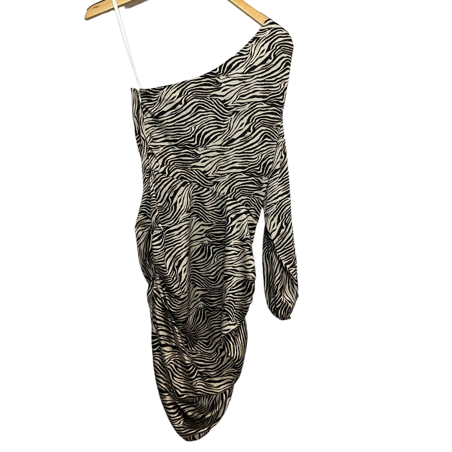 L'Academie Layla Black & Tan Tiger Print Mini Dress Revolve Satin One Shoulder Small