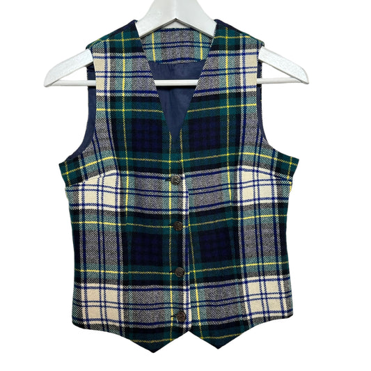 Vintage Plaid Wool Vest Suit Navy Blue Green Scott The Kilt Maker
