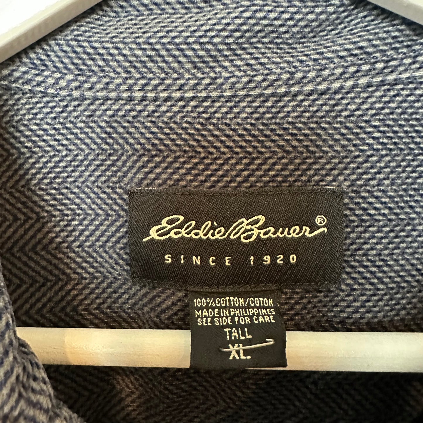 Eddie Bauer Corduroy Long Sleeve Collared Shirt Shacket Blue Patterned Cotton XL