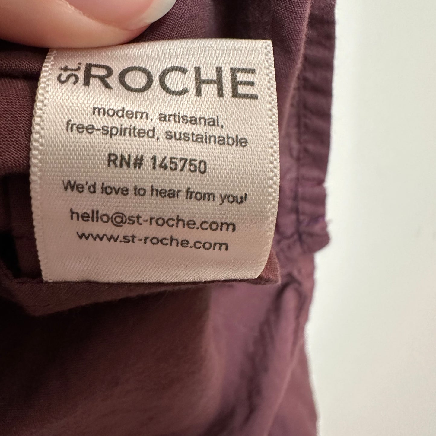 St. Roche Clair Top in Rasin Plum Purple Peasant Long Sleeve High Neck 4