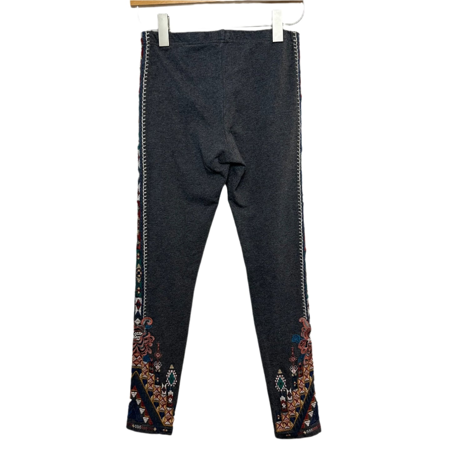 Johnny Was Katina Legging Embroidered Floral Aztec Gray Pull On Stretch XS