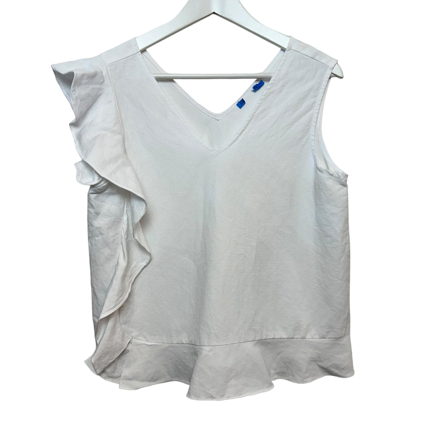 J. McLaughlin Athena Linen Blouse White Sleeveless Top Ruffle Small