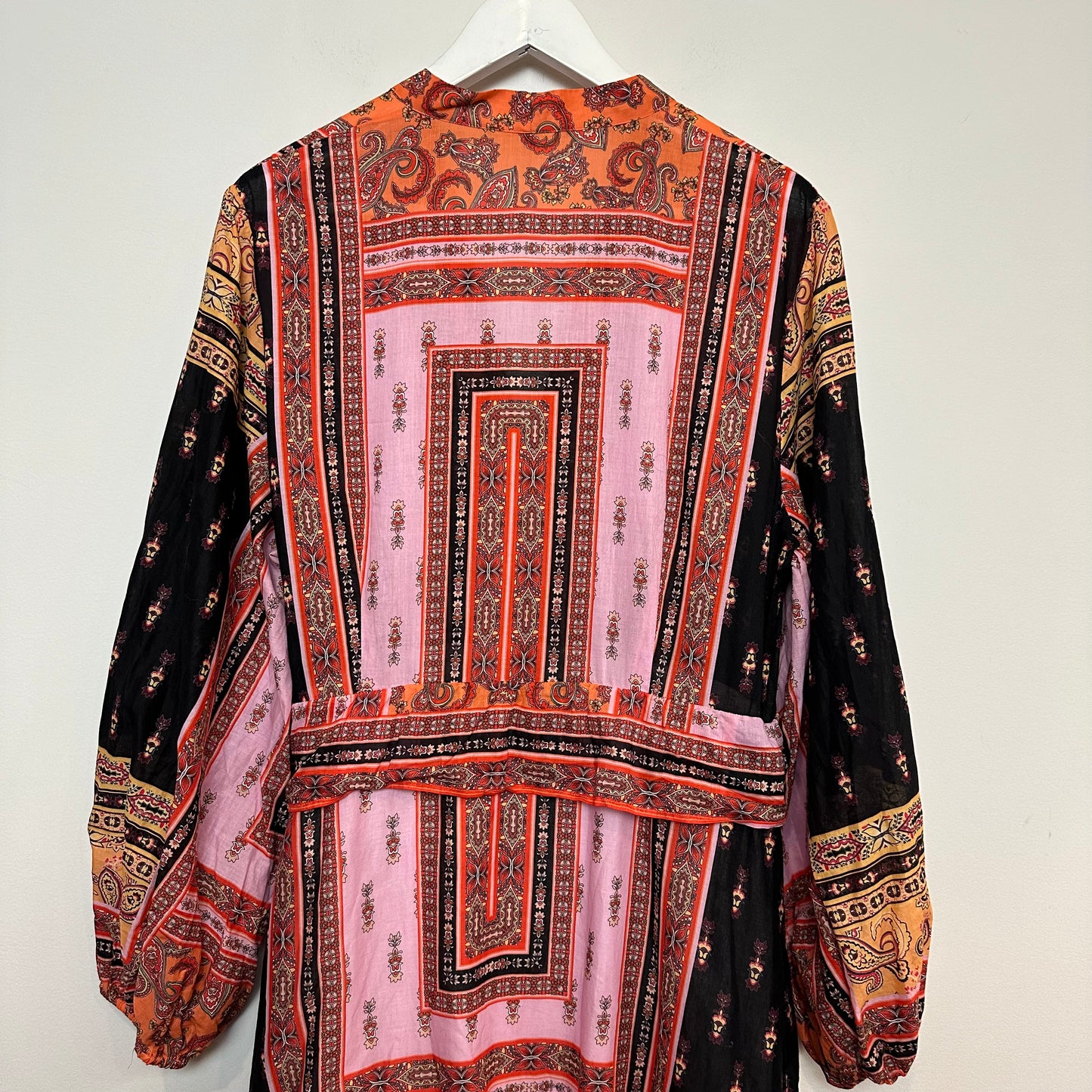 Kobi Halperin Diana Paisley Scarf Print Long Sleeve Button Front Midi Dress XL