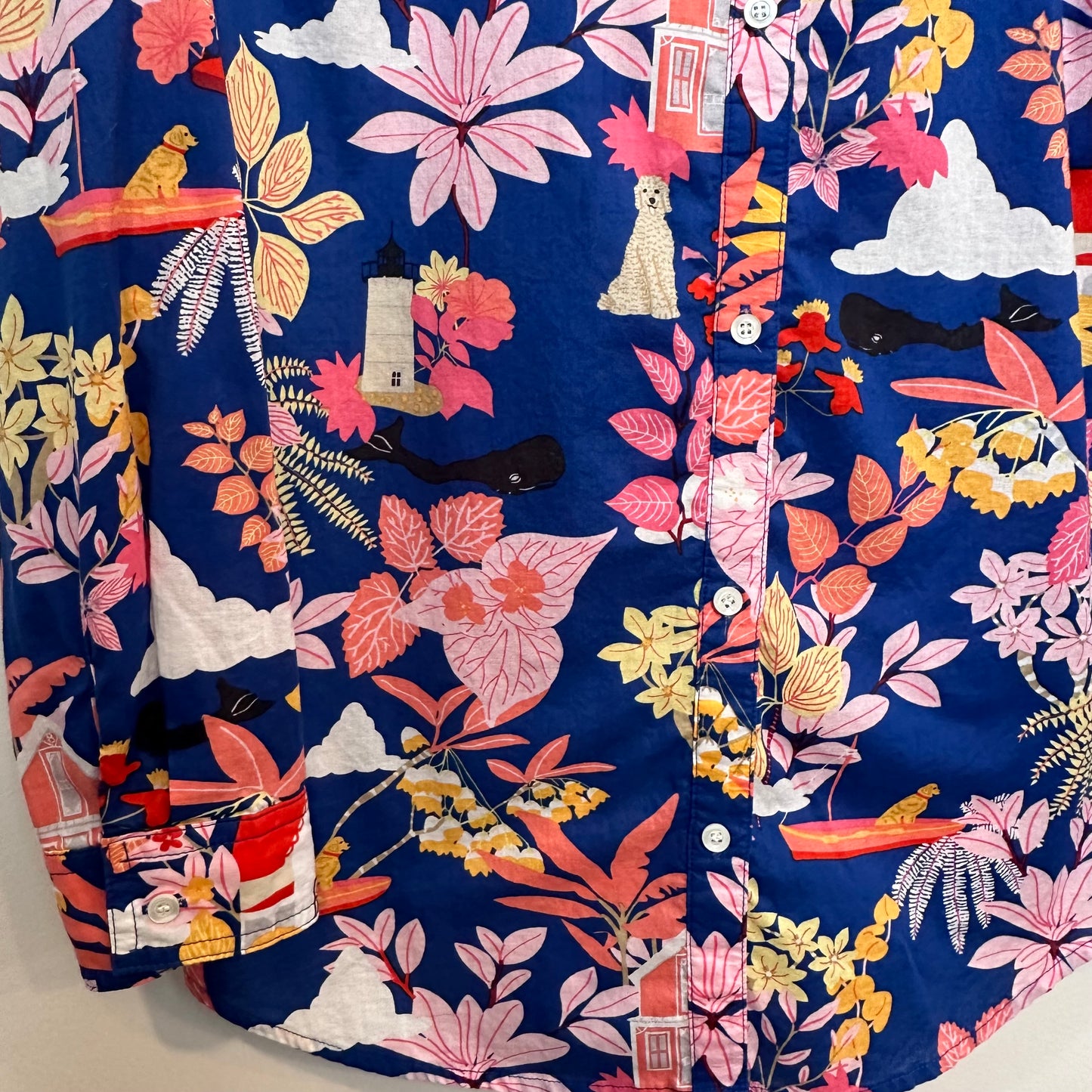 J. McLaughlin Lois Shirt Along the Coast Button Up Collared Cotton Medium
