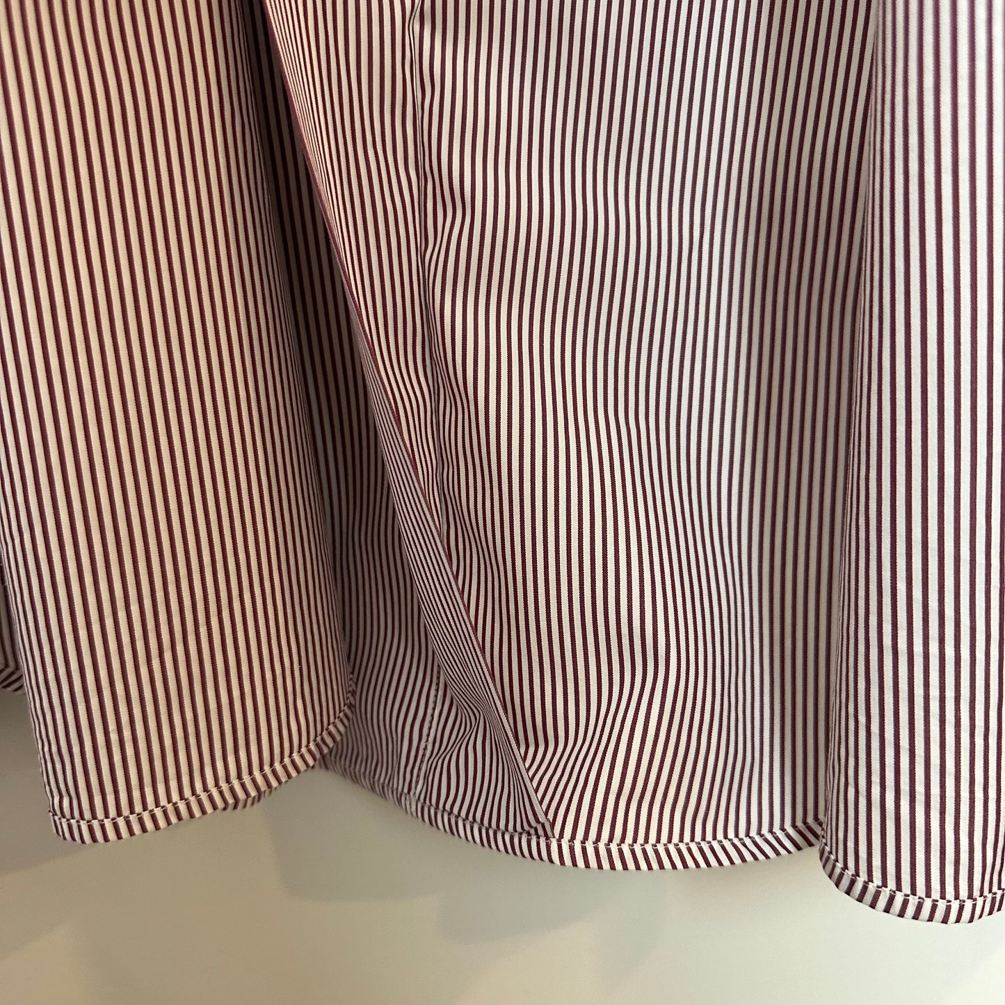 Loro Piana Button Up Dress Shirt Collared Long Sleeve Striped Red Cotton Silk