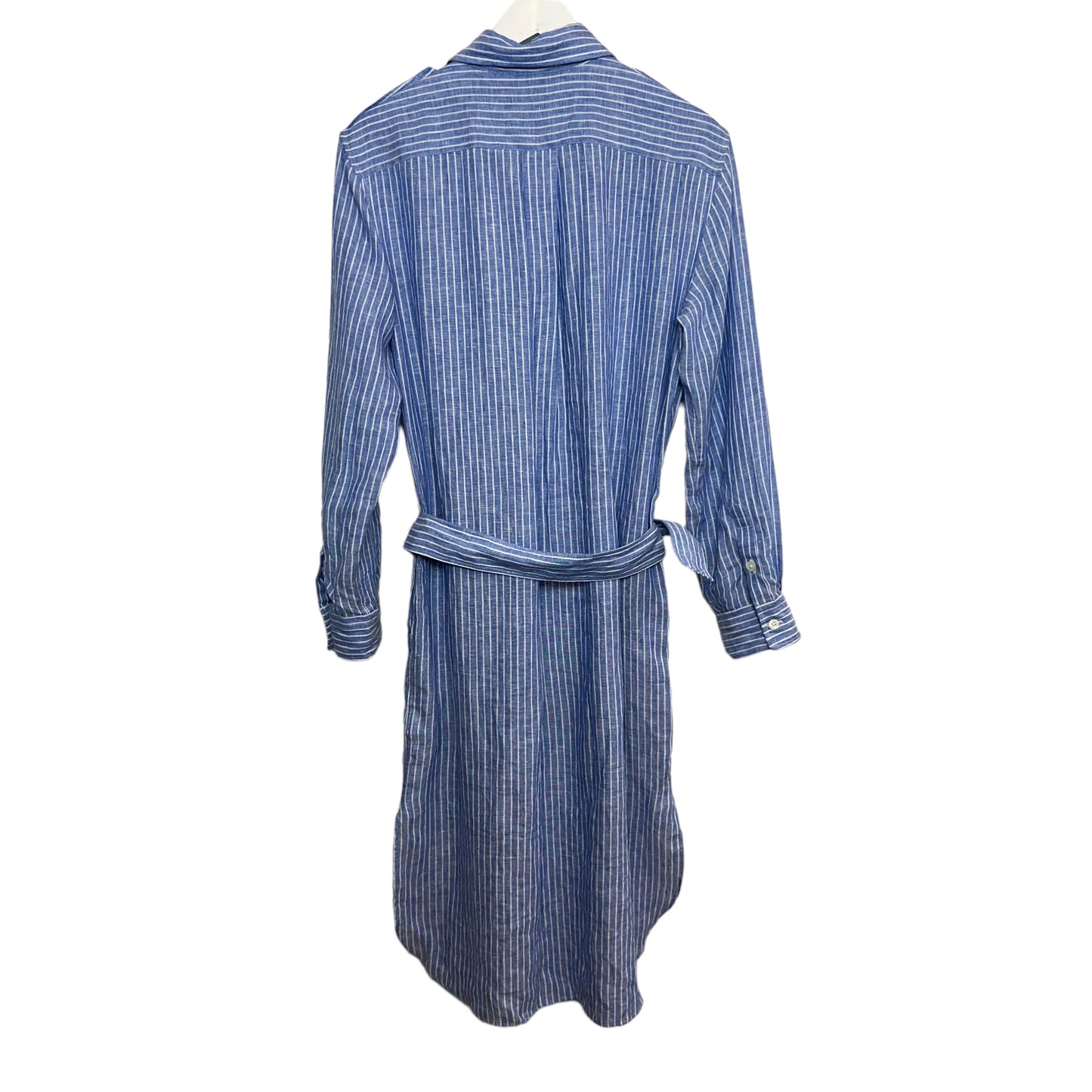 Polo Ralph Lauren Linen Shirtdress Midi Long Sleeve Blue and White Striped 8