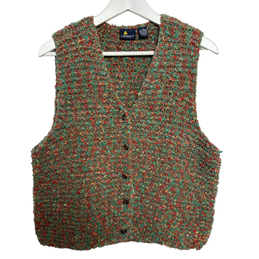 Vintage 80s Lizsport Liz Claiborne Knit Sweater Vest Rainbow Colorful Large