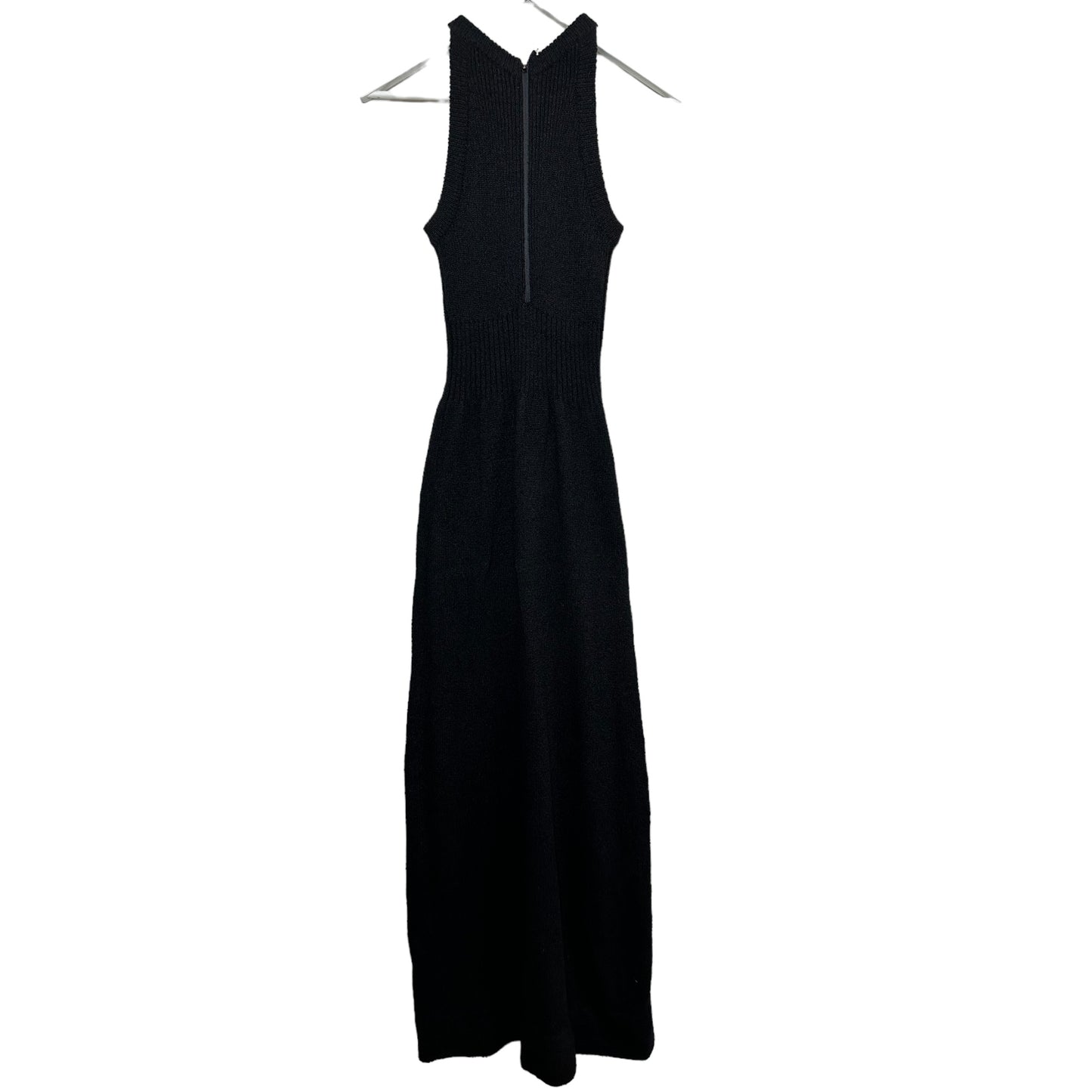 Vintage 70s Knit Maxi Dress High Neck Halter Crochet Wool Blend