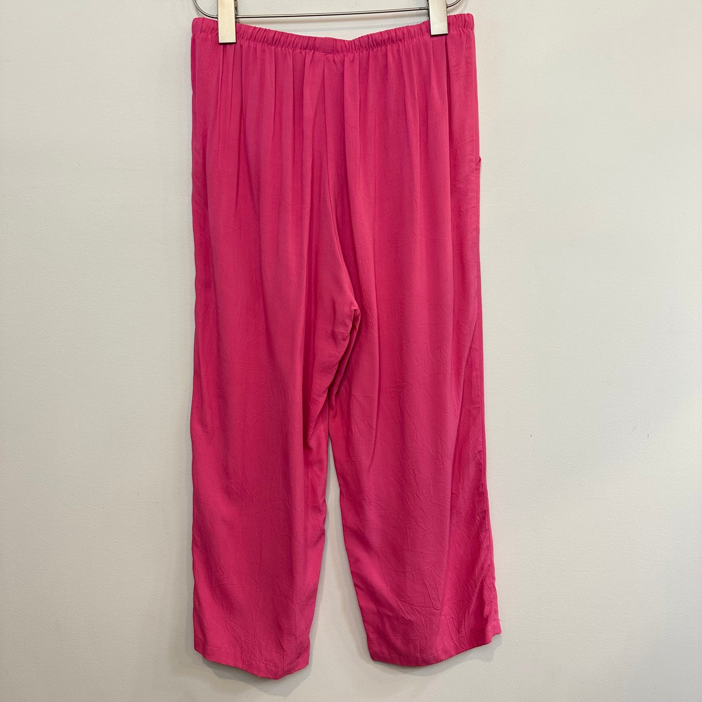 Vintage Jams World Pink Beach Pant Cropped Pants Capri Peony Pink Rayon Drawstring Small