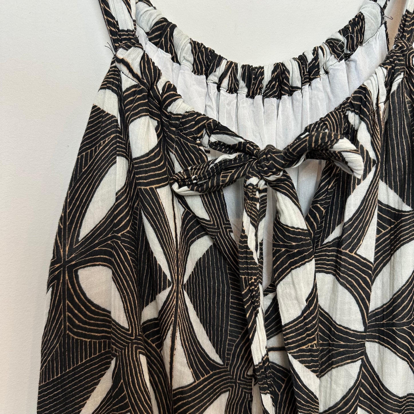 Athropologie Tiered Gauze Bubble Hem Mini Dress Brown Pattern Medium