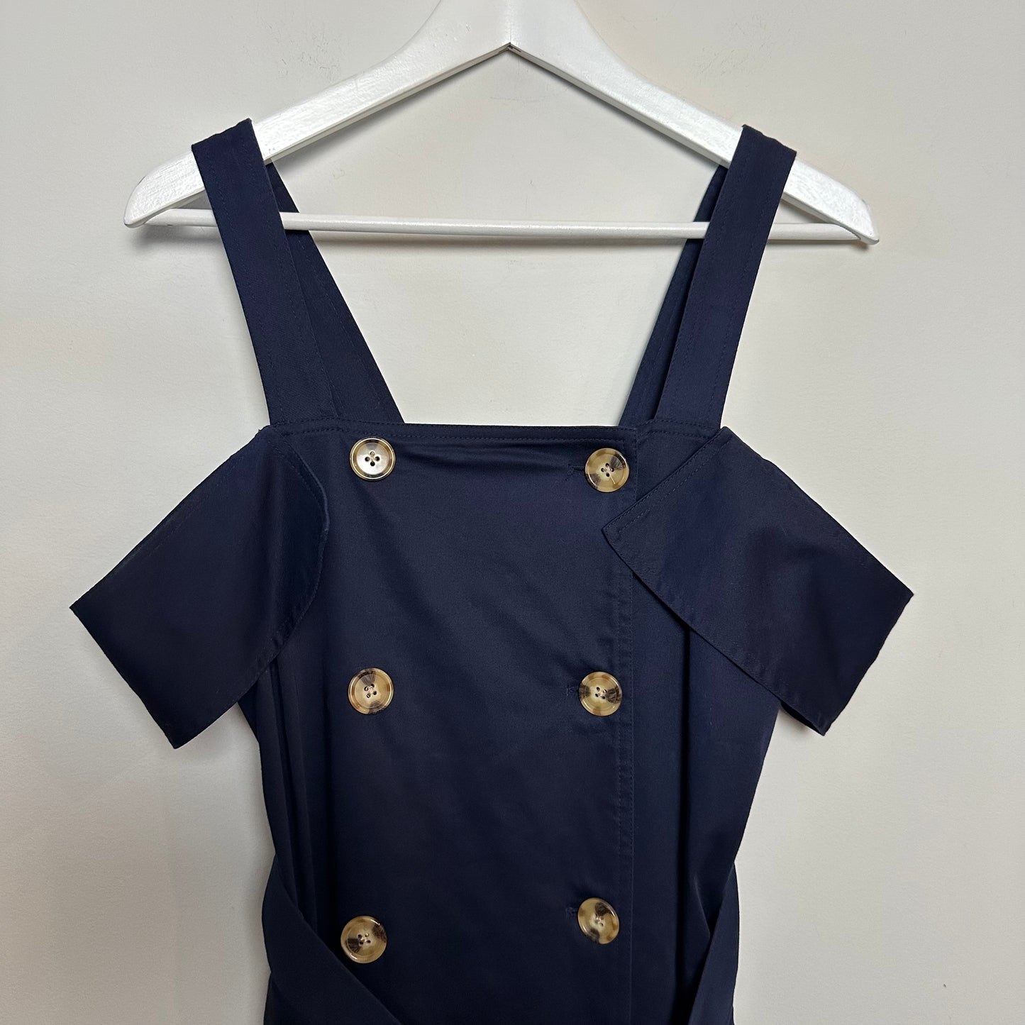 C/MEO Collective Framework Dress Navy Blue Midi Double Breasted Trench Small