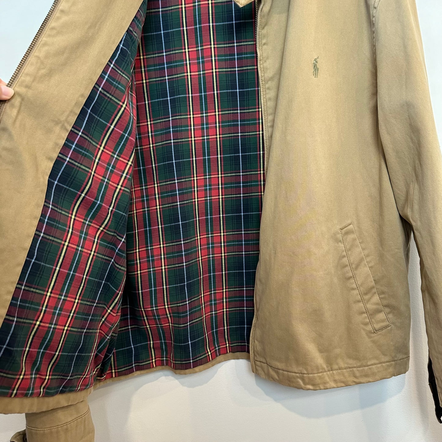 Polo Ralph Lauren Jacket Tan Cotton Collared Lightweight Windbreaker Large