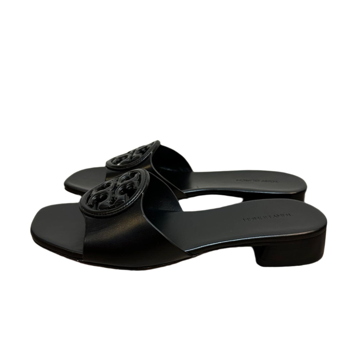Tory Burch Bombe Miller Slide Slip Resistant Sandals Low Block Heel Black Leather 6
