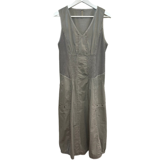 XCVI Gibbon Tank Dress Gray Sleeveless Midi Smocked Bubble Skirt Gorp Large