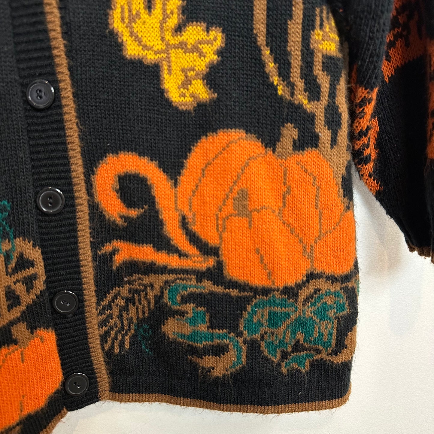 Vintage 90s Basic Editions Pumpkin Cardigan Sweater Fall Harvest Medium