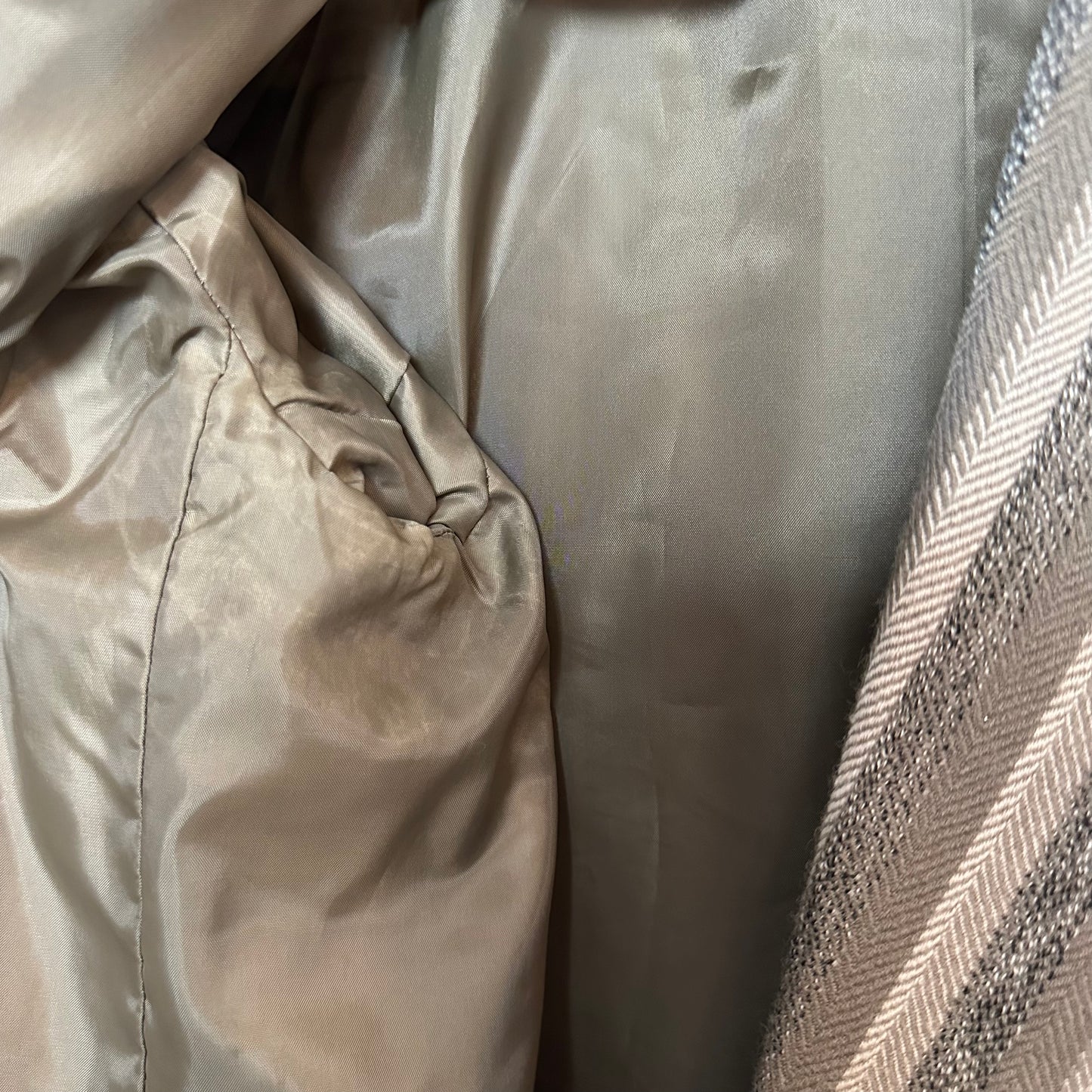 Vintage 90s Atrium Collection Neutral Striped Wool Blazer Jacket 9/10