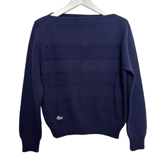 Vintage 70s Izod Sports Lacoste Boat Neck Sweater Navy Blue Small 38