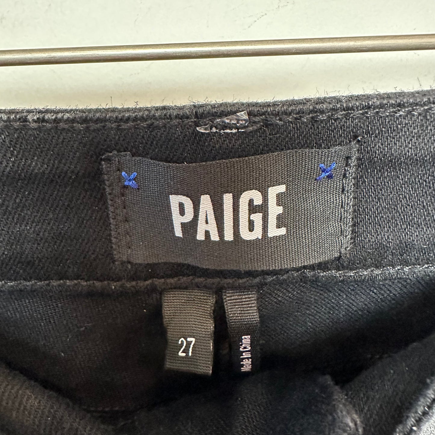 Paige Verdugo Ankle Silver Metallic Coated Denim Pants Skinny Mid Rise 27