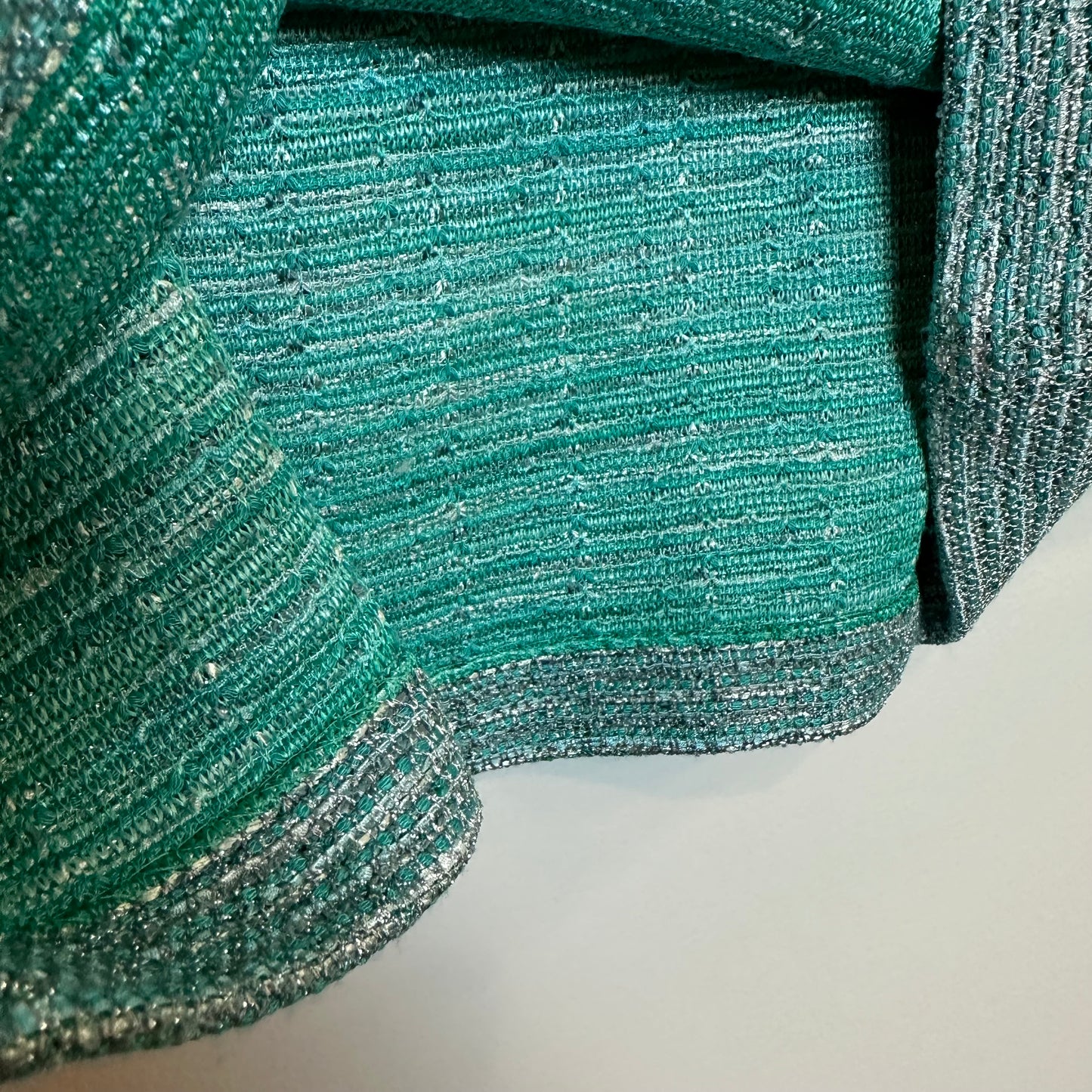 St. John Skirt Jade Shimmer Multi Knee Length Blue Tweed Knit Pencil 14