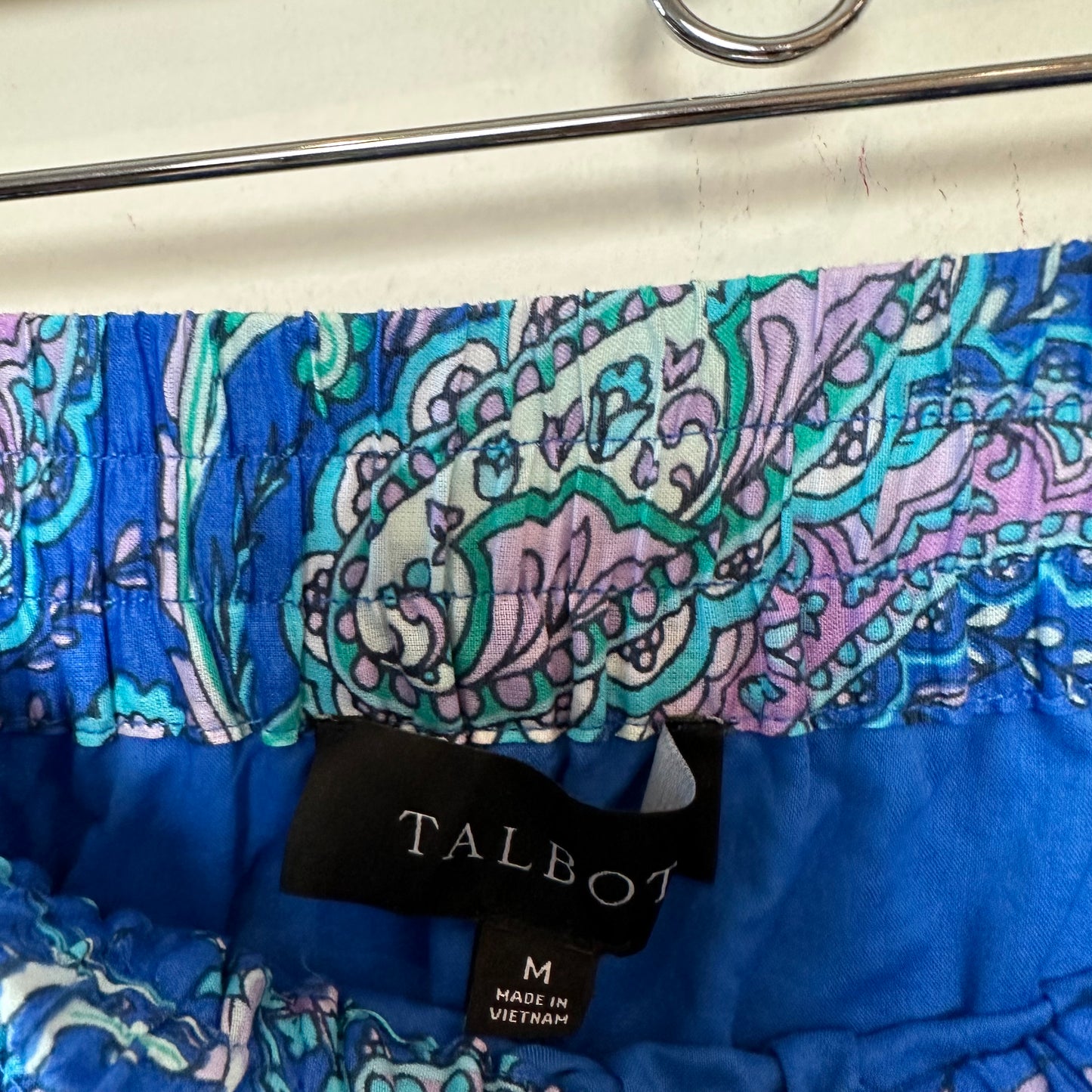 NWT Talbots Tiered Midi Skirt Blue Purple Paisley Garden Pull on Medium