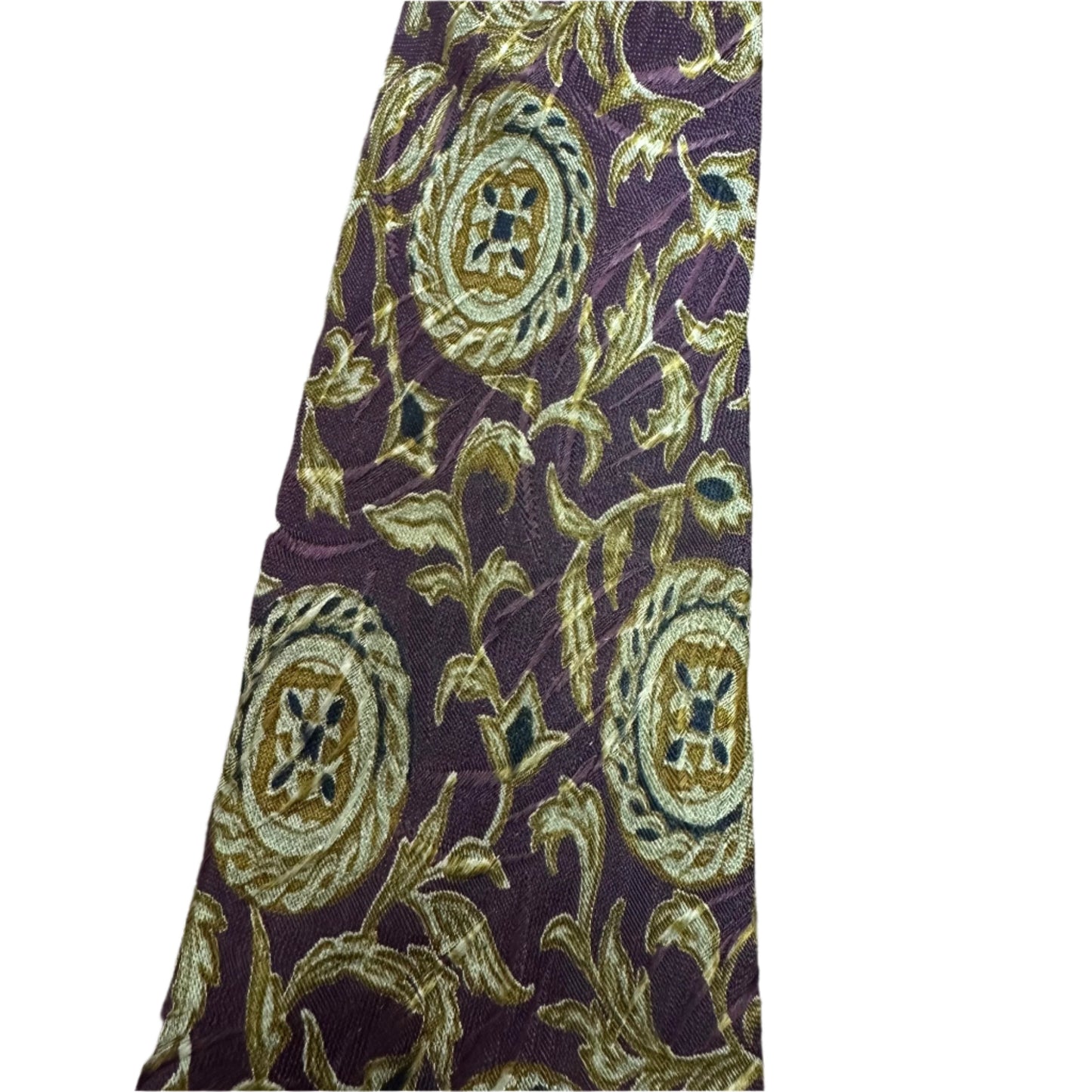 Vintage 80s Valentino Tie 100% silk Purple Green Paisley Floral