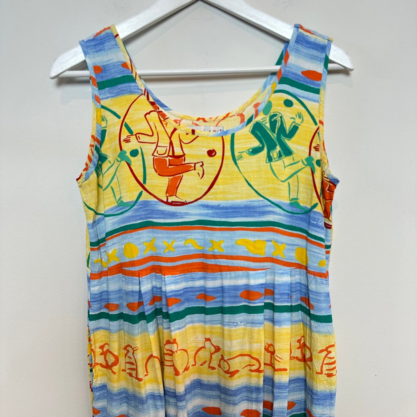 Vintage Jams World Janice Dress Dance Man Sleeveless Midi Tropical Small