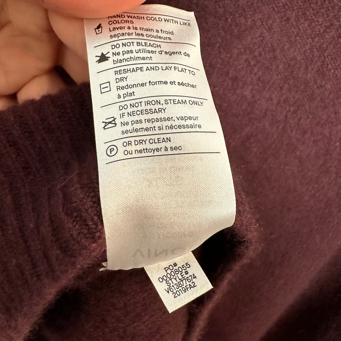 Vince Plush Cashmere Funnel Neck Sweater Maroon Pullover Long Sleeve XL