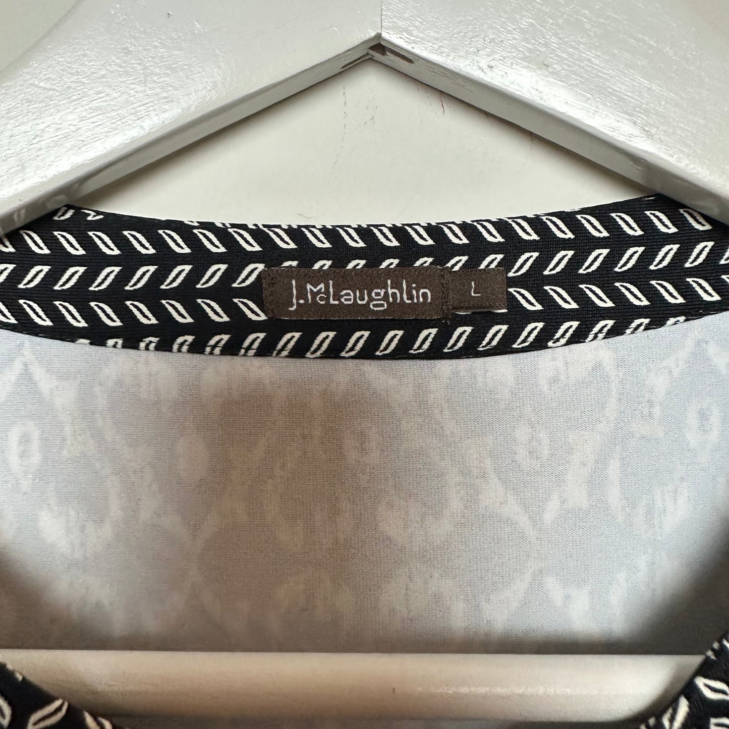 J. McLaughlin Dress Biscayne Catalina Cloth Black and Beige Large