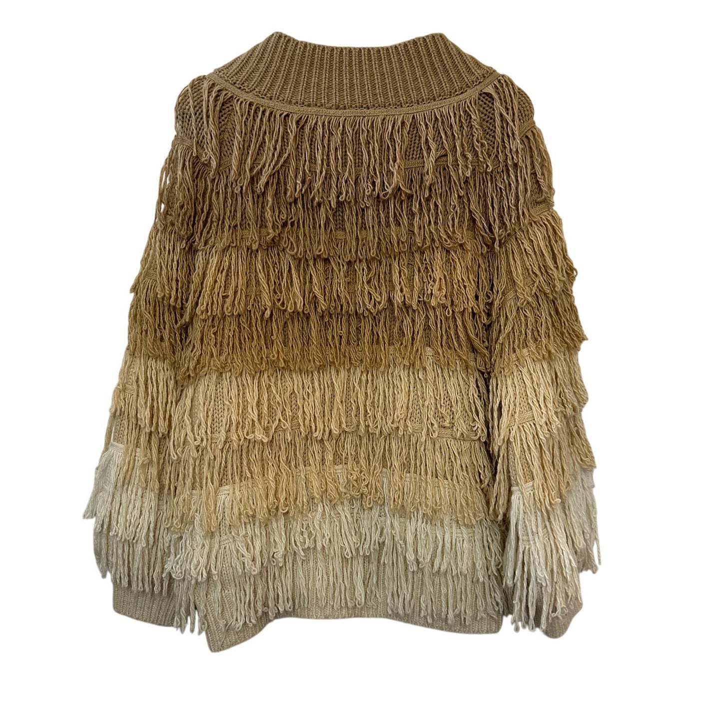 Jen's Pirate Booty Berber Fringe Cardigan Sweater Bomber Jacket Boho Small