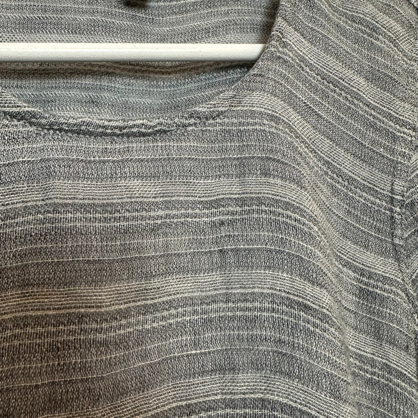 Flax 100% linen Top Striped Gray Long Sleeve Small Petite