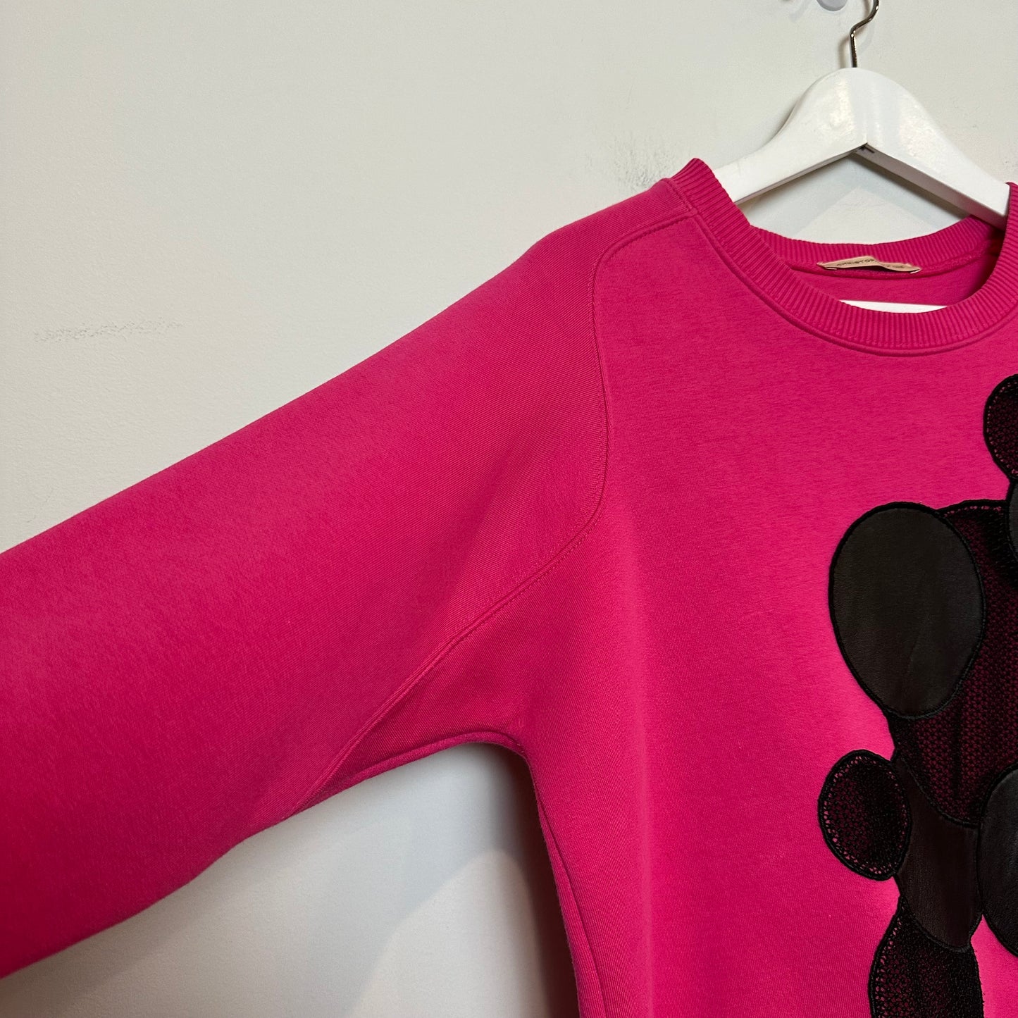Christopher Kane Molecules Sweatshirt Hot Pink Black Leather Pullover Crewneck Medium