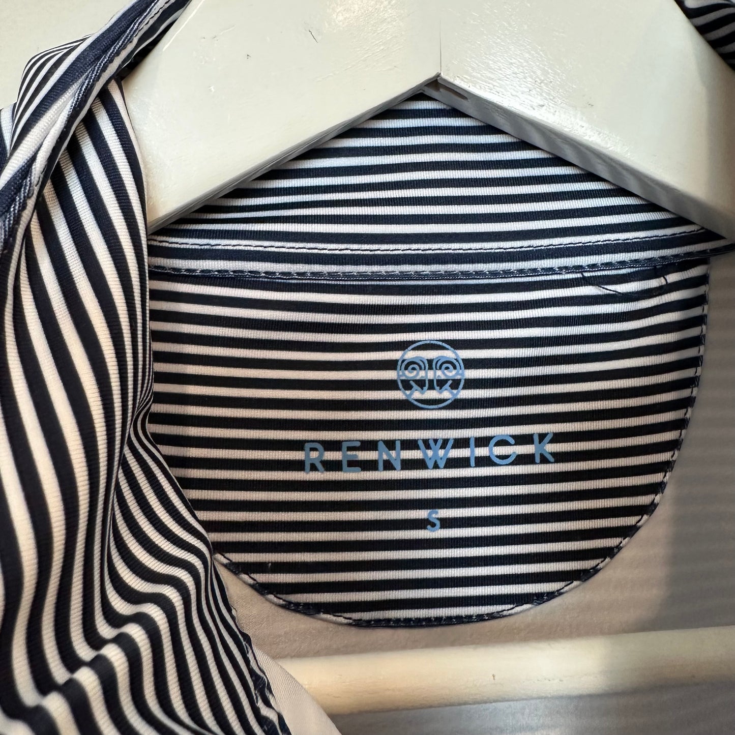 Renwick Striped 1/4 Zip Pullover Mock Neck Golf Navy Blue White Small