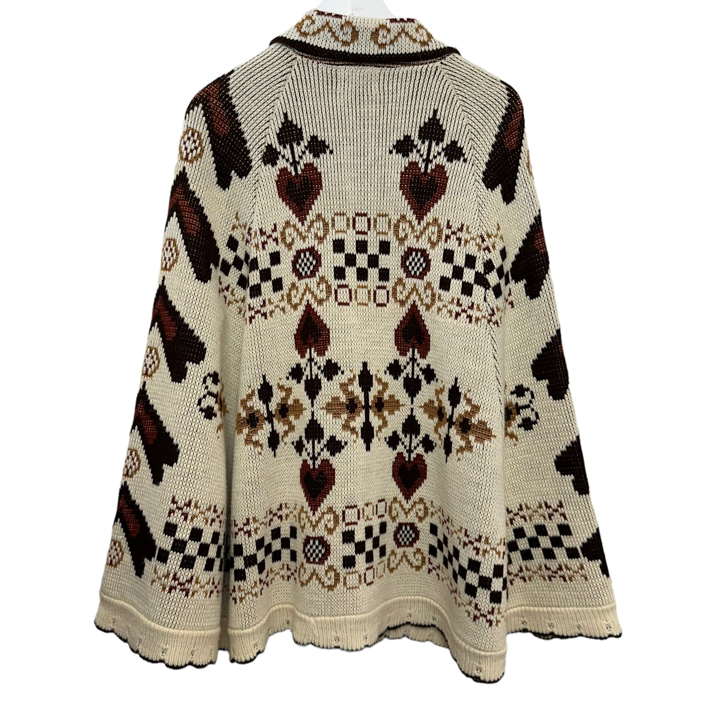 Vintage 70s Sturbridge Knit Poncho Cape Button Down Collared Coatigan Cardigan