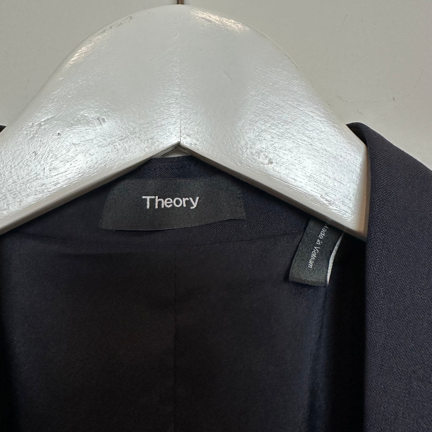 Theory Lanai Open Blazer Sevona Stretch Wool Dark Navy Blue 12