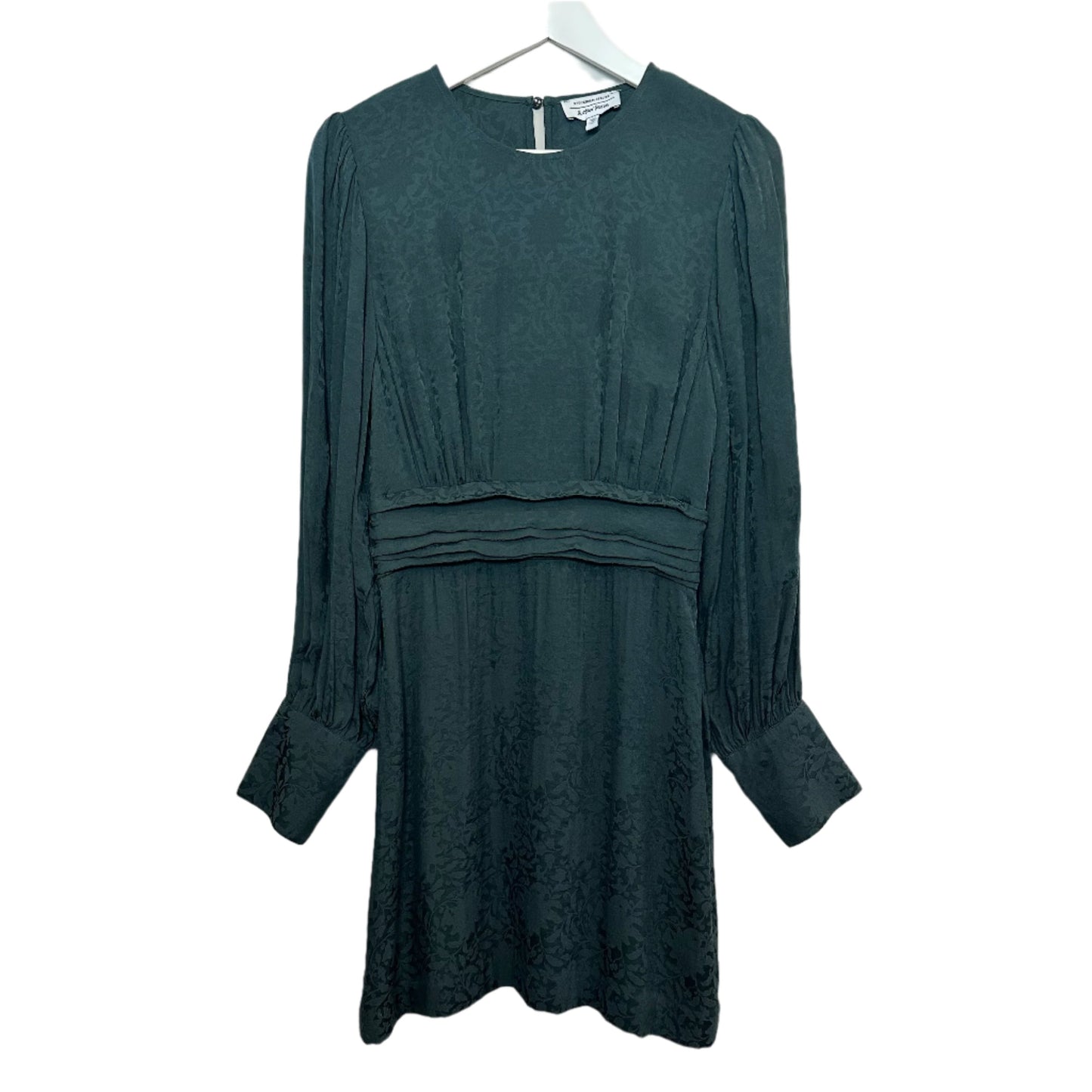& Other Stories Gathered Floral Jacquard Dress Mini Long Sleeve Dark Green 4