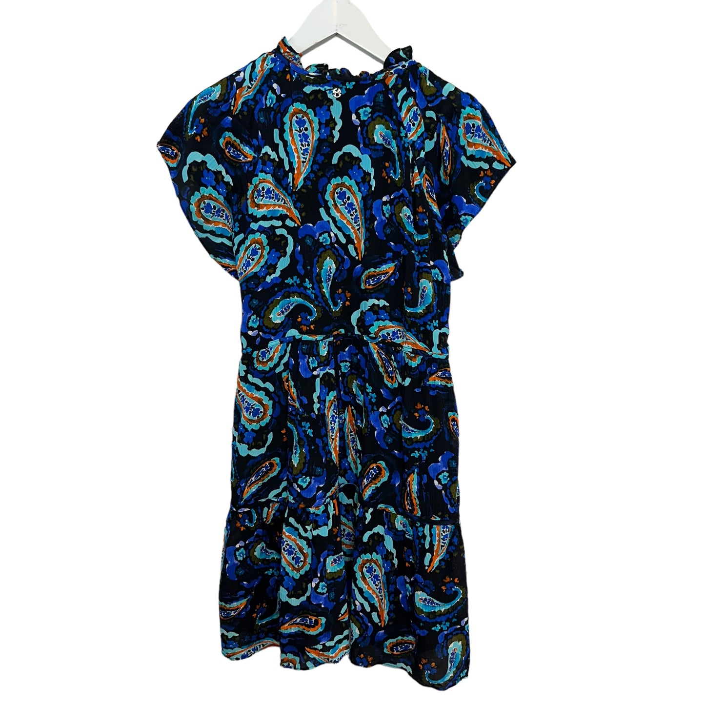 Marie Oliver Frida Dress Midnight Paisley Dress Blue Black Mini Short Sleeve Small