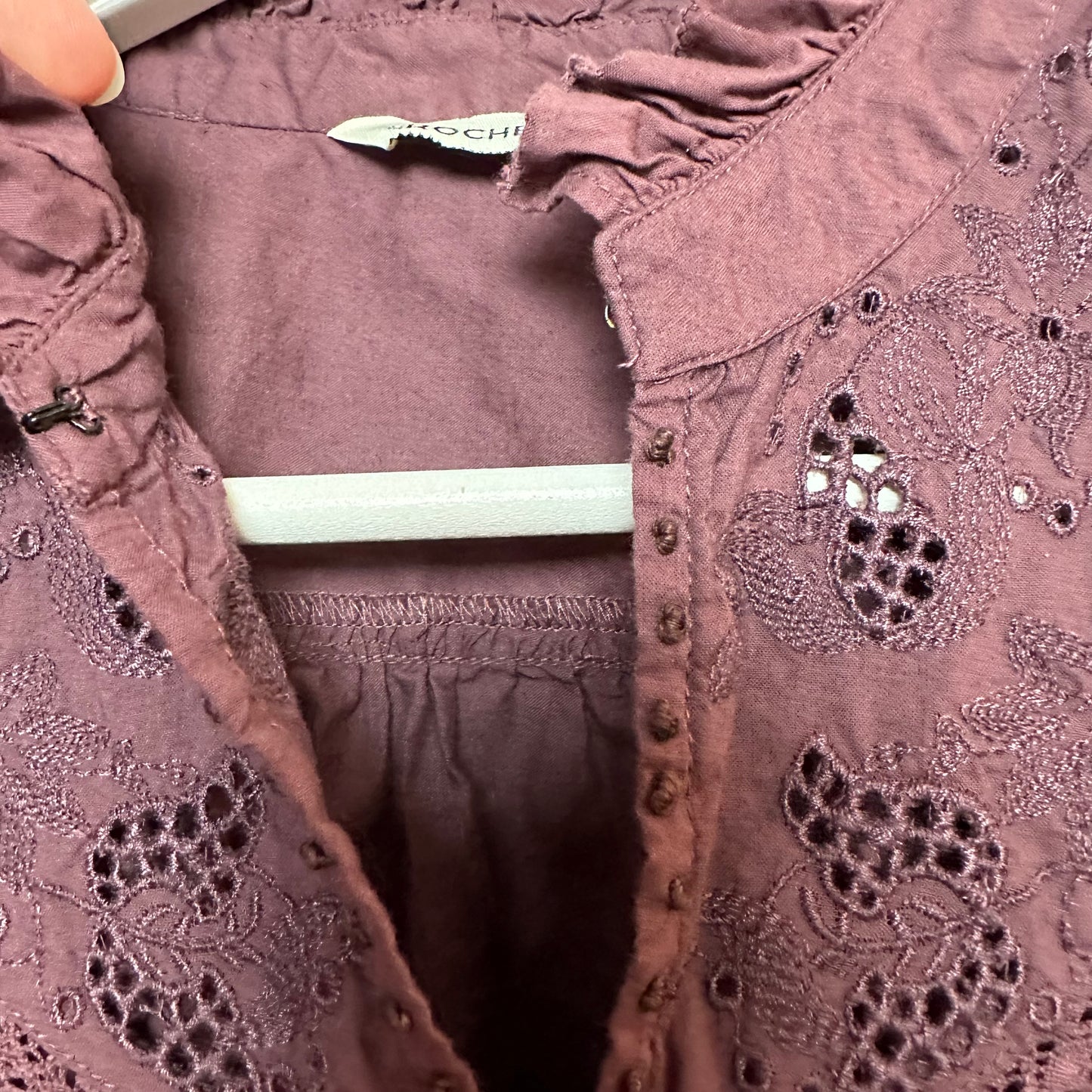 St. Roche Clair Top in Rasin Plum Purple Peasant Long Sleeve High Neck 4