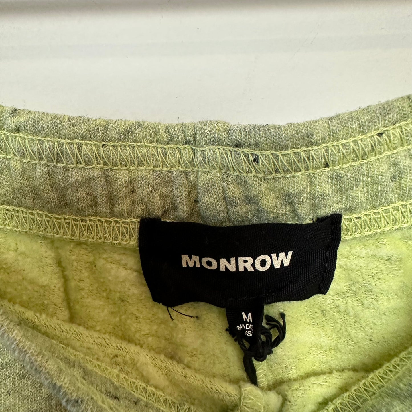 New with Tags Monrow Sweat Shorts Fleece Lime Green Pull On Elastic Medium